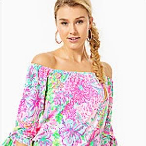 Lana Off - the - shoulder skort Romper.